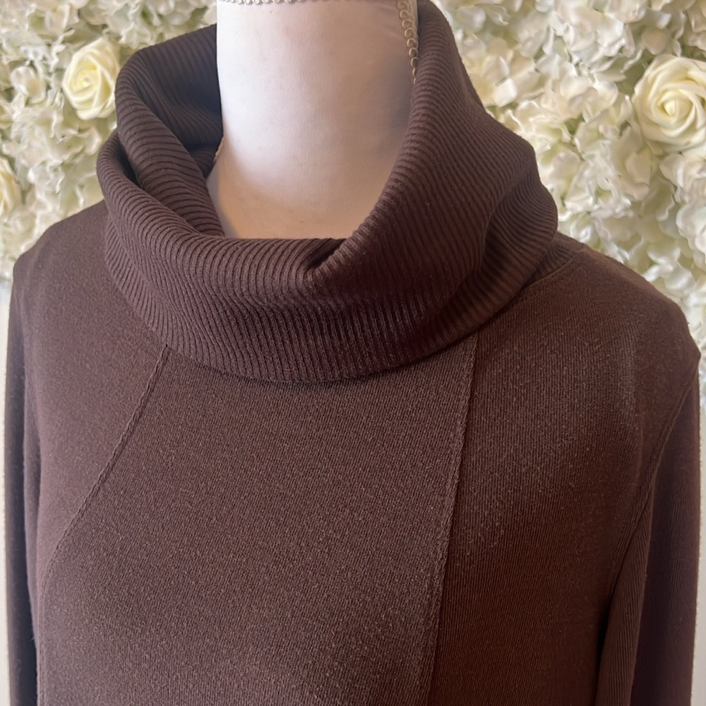 CAbi Chocolate Brown Cowl Neck Tunic Sweater Tunic Dress - Picture 2 of 7
